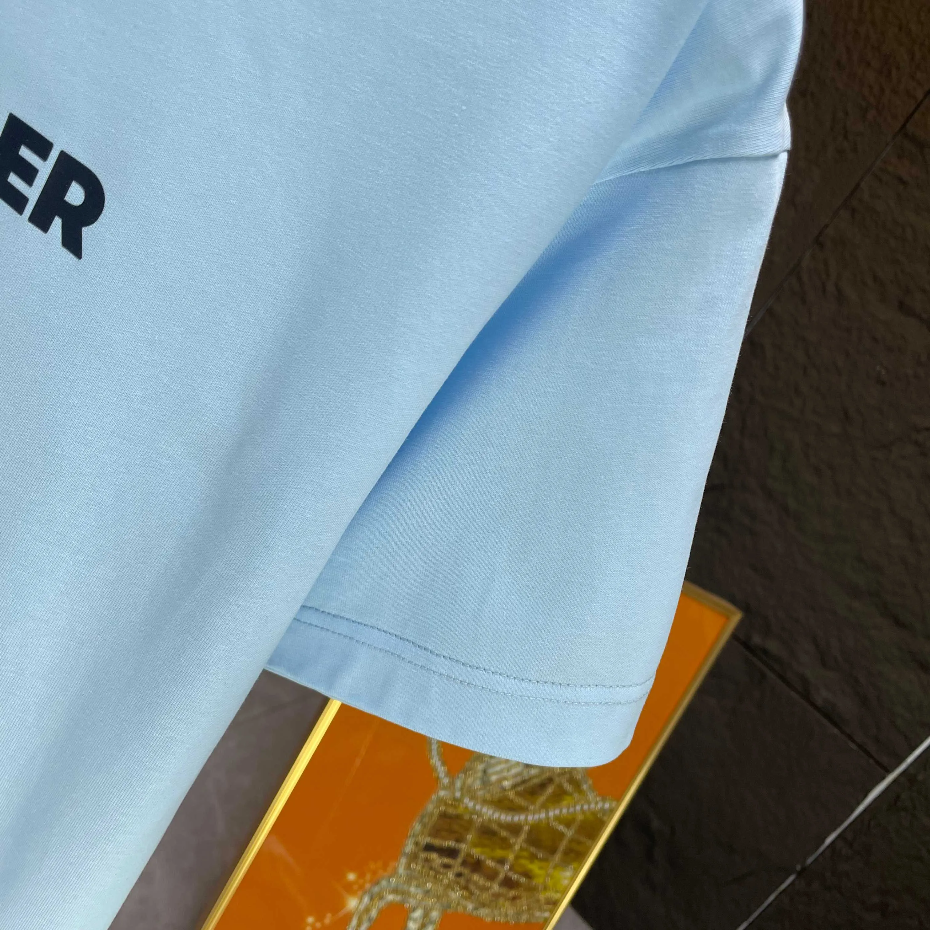 JIL SANDER* 2025 Spring and Summer New Arrival short-sleeved T-shirt Heavy cotton letter pattern print Color: Black White Light Blue Sizes: S M L XL XXL